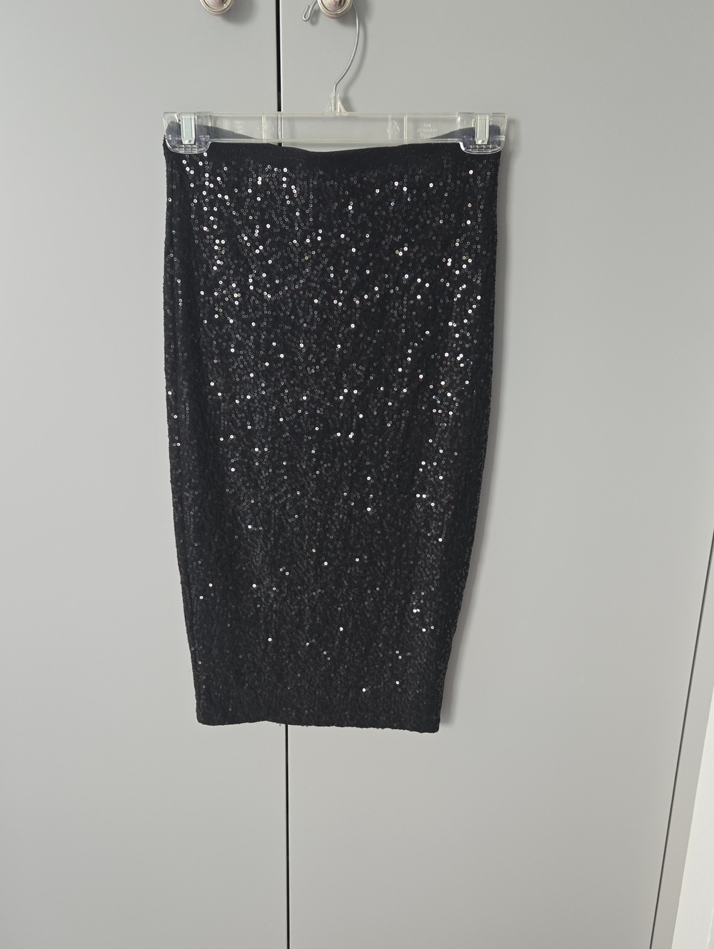 Aqua Black Sequin Pencil Skirt
